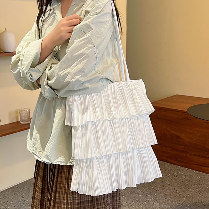 トートバッグ ティアード フリル サテン かわいい スカート
