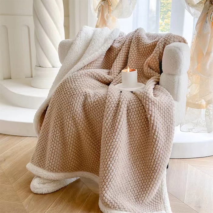 ランケット もこもこ ワッフル模様 暖かい シート ソファー マルチ