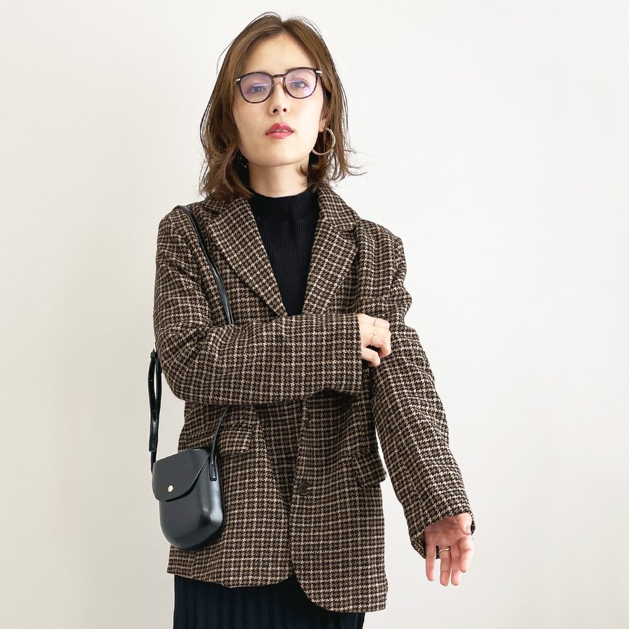 韓国風 厚手 ツィード調 テーラードジャケット アウター ジャケット FREE SLY ジャケット テーラードジャケット AUTUMN OVER TAILOR JK