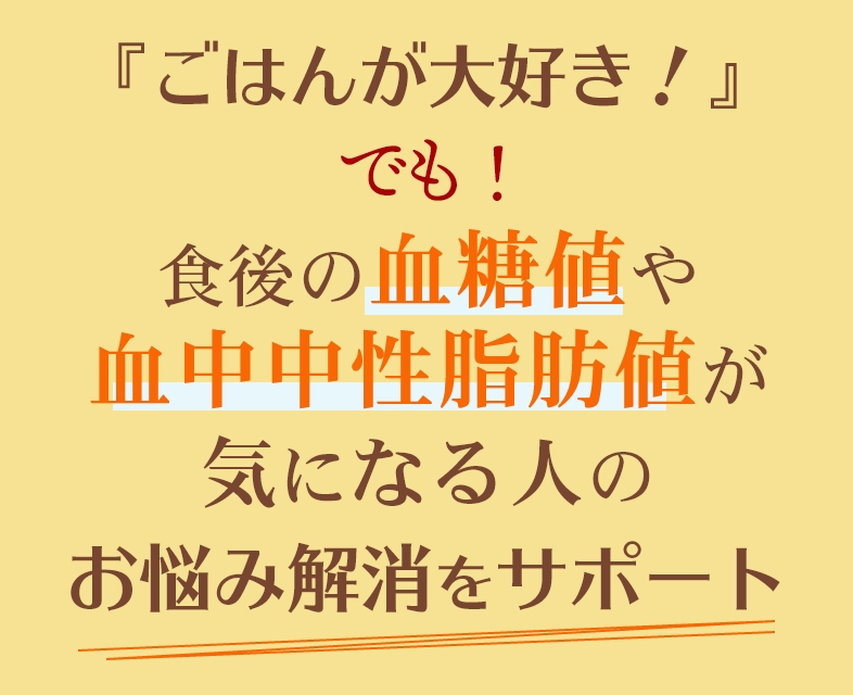 ごはん大好きでも食後の血糖値や血中中性脂肪が気になる人のお悩み解消をサポート