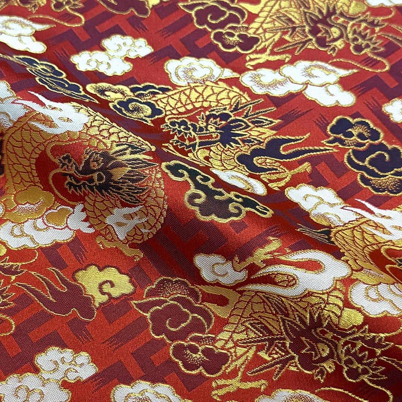 和柄 生地 京都 西陣織 金襴生地 紗綾型地に龍 (全3色) 10cm単位