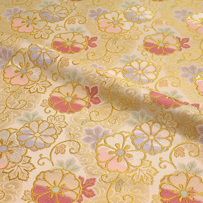 和柄 生地 金襴生地 京都西陣織 流水蔓花文 (全2色) 10cm単位 切り売り