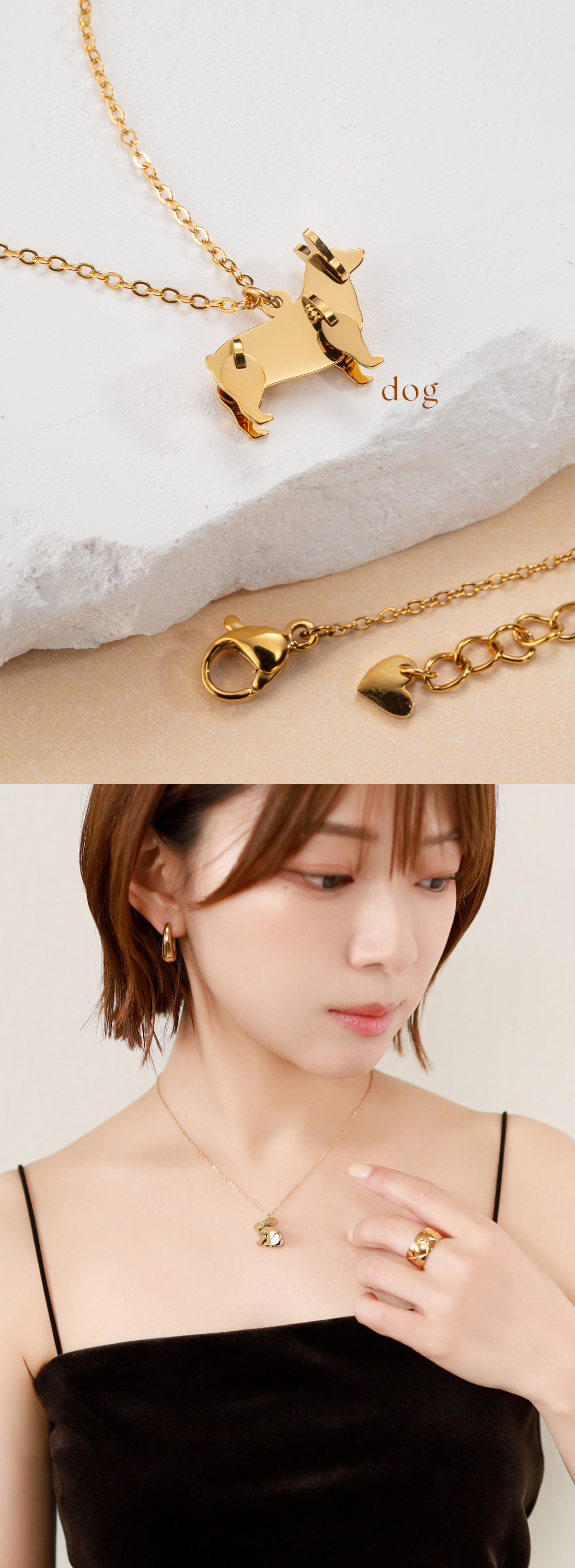ネックレス レディース サージカルステンレス 金属アレルギー対応 兎