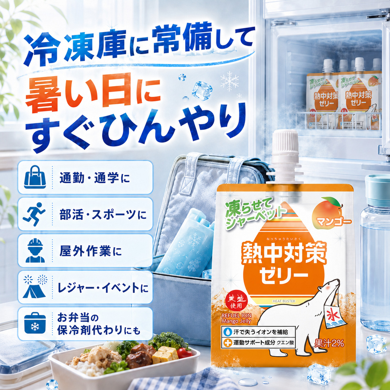 赤穂化成 熱中対策ゼリー マンゴー味 150g×24袋 ゼリー 凍らせて