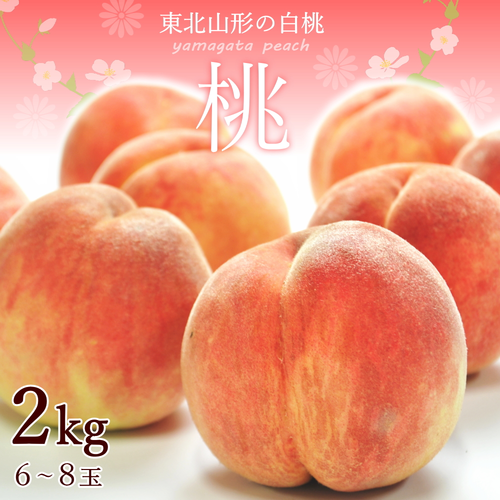 もも 桃 モモ 白桃 約2kg箱 5-10玉前後 化粧箱 小玉サイズ