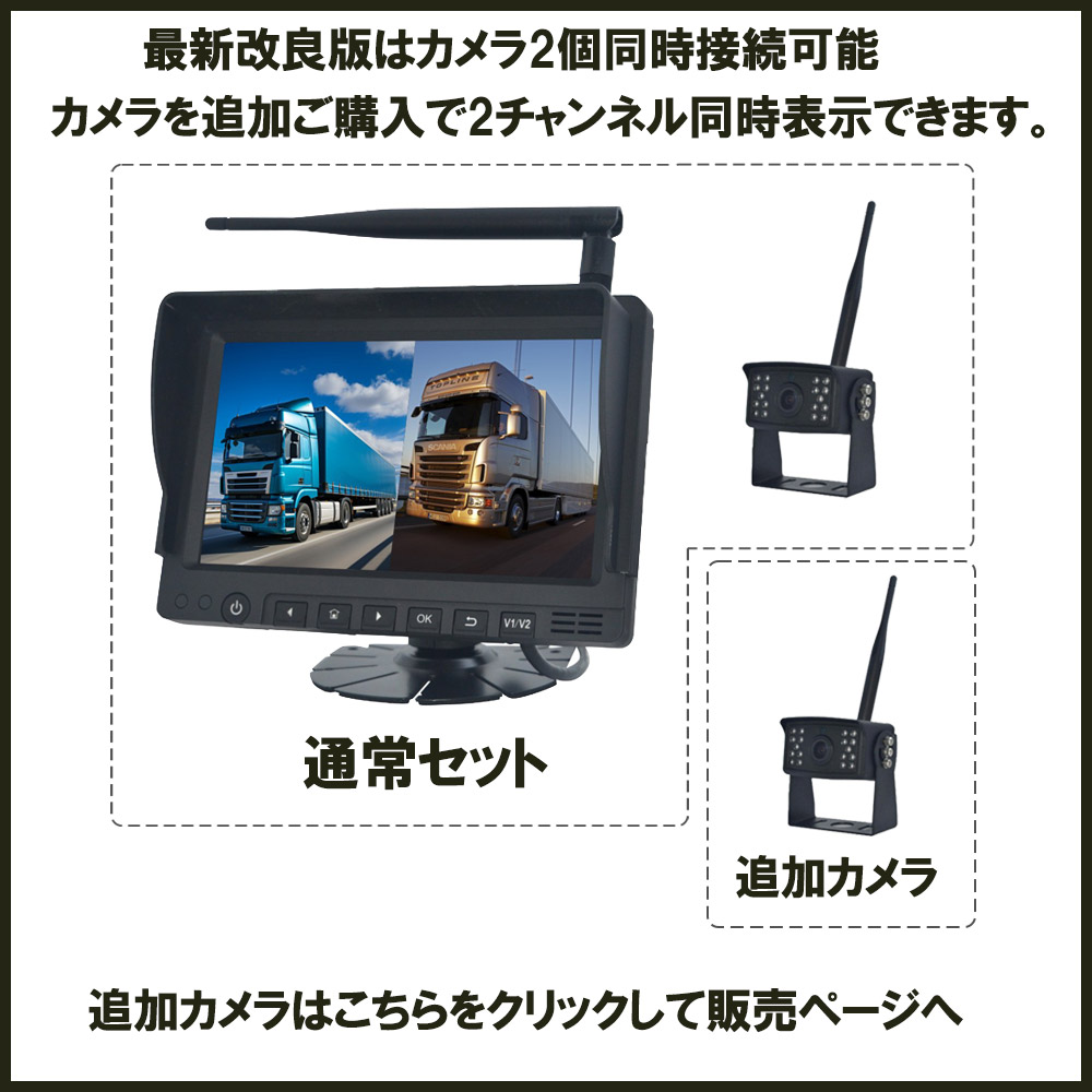 バックカメラ 後付け トラック用品 ワイヤレス 大型車載モニター