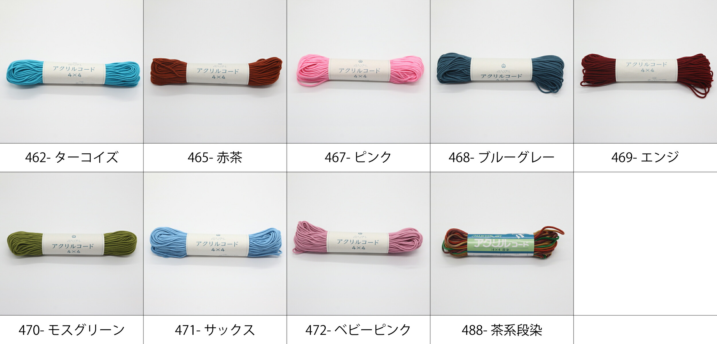 メルヘンアート マクラメ アクリルコード 4×4 約3mm×50m巻（段染め糸
