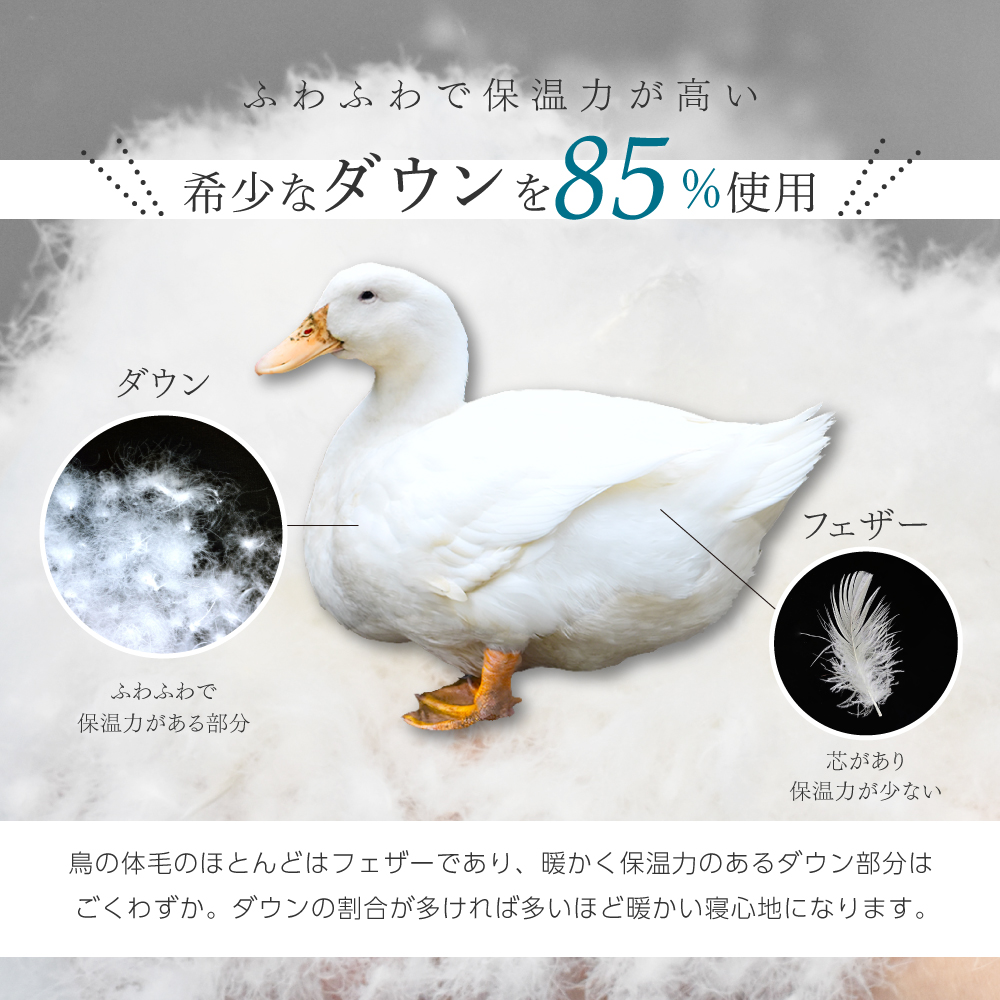 合い掛け羽毛布団 シングルロング 150×210cm ホワイトダックダウン85％ 0.8kg入り エクセルゴールドラベル 350dp以上 立体キルト 春秋用 オールシーズン 日本製_1