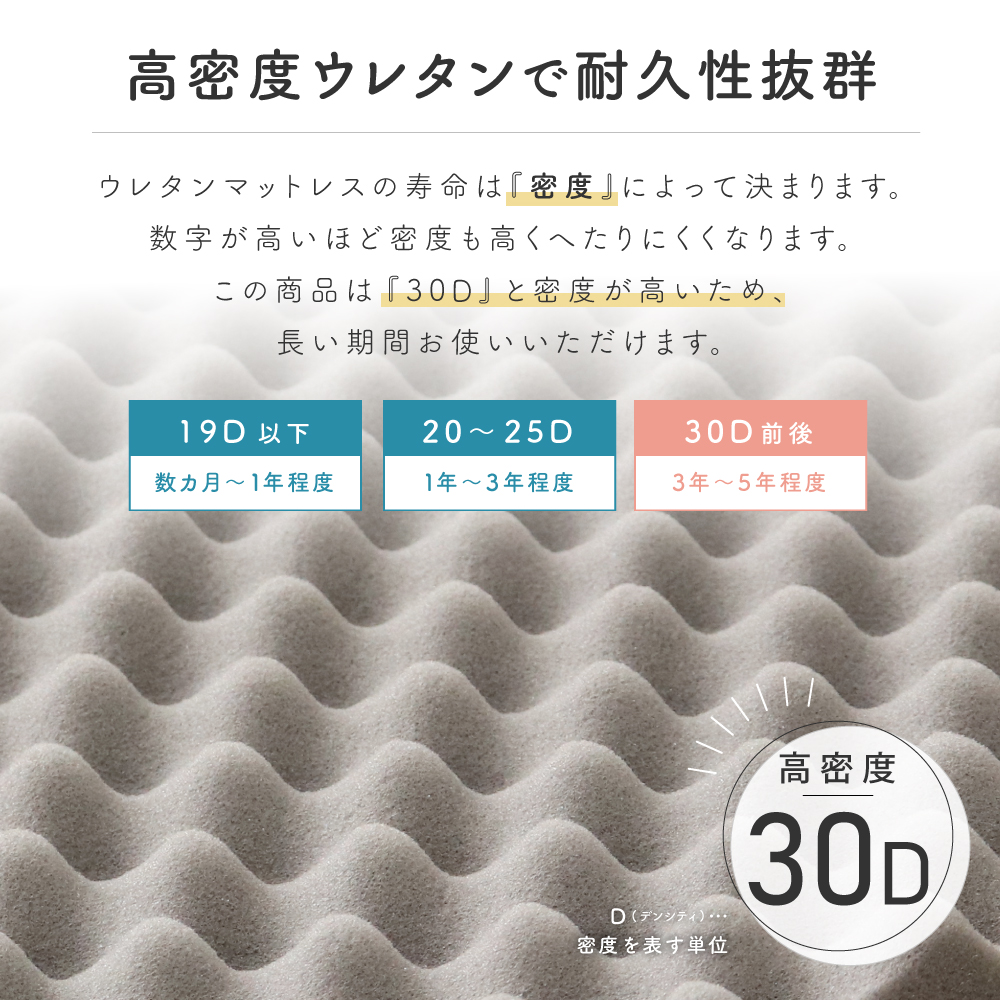 高反発プロファイルマットレストッパー ダブル 140×200×3cm 30D オーバーレイマットレス マットレスパッド DSTP192D D's collection｜tokutokuseikatsu｜05