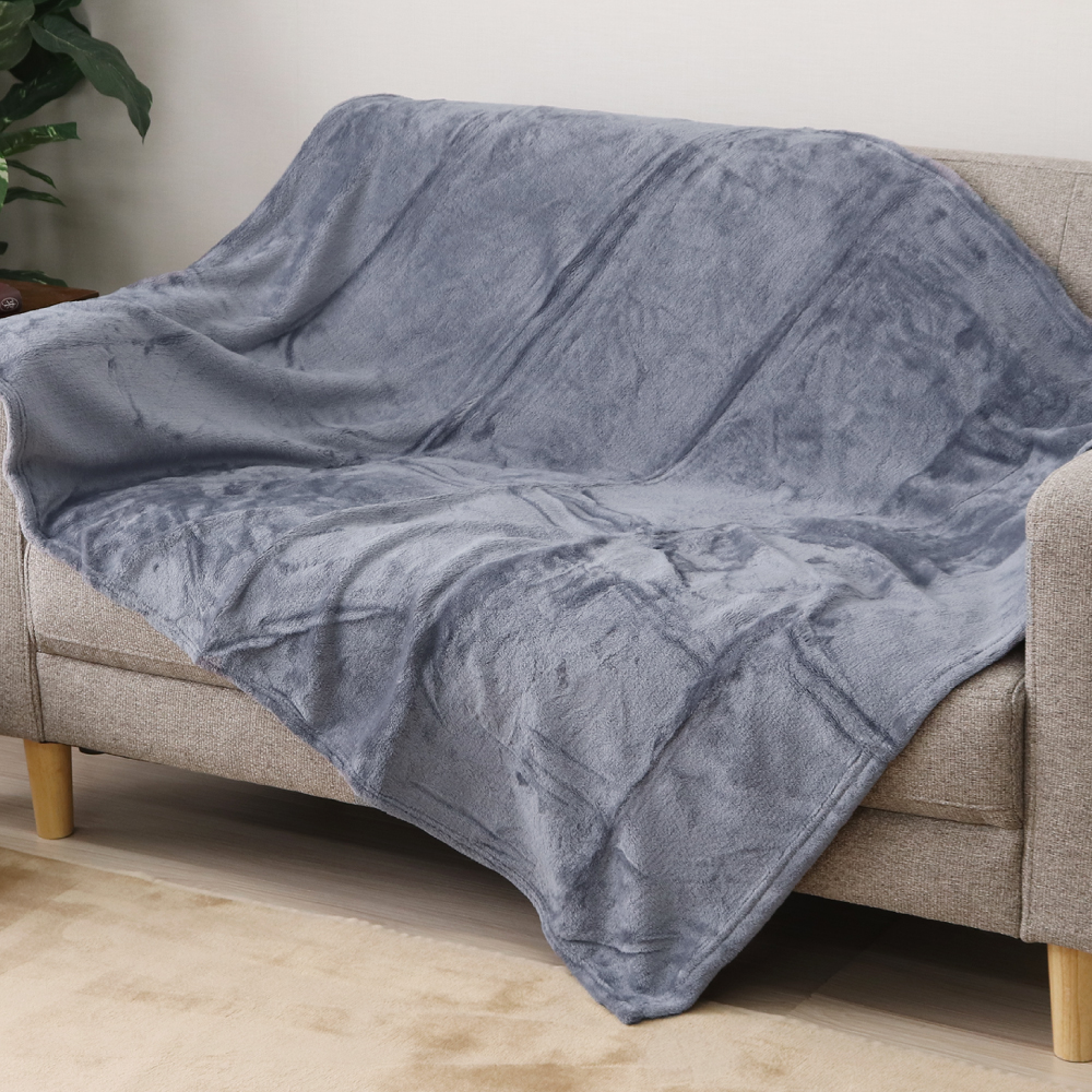 なめらかハーフケット 約100×130cm 大判ひざ掛け毛布 フランネル 無地