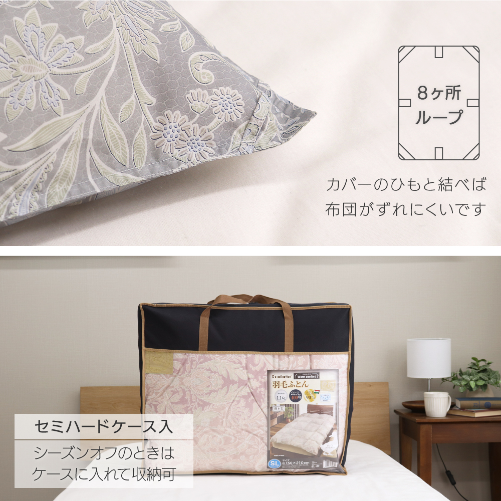 羽毛布団 シングルロングサイズ 約150×210cm ハンガリー産ホワイト