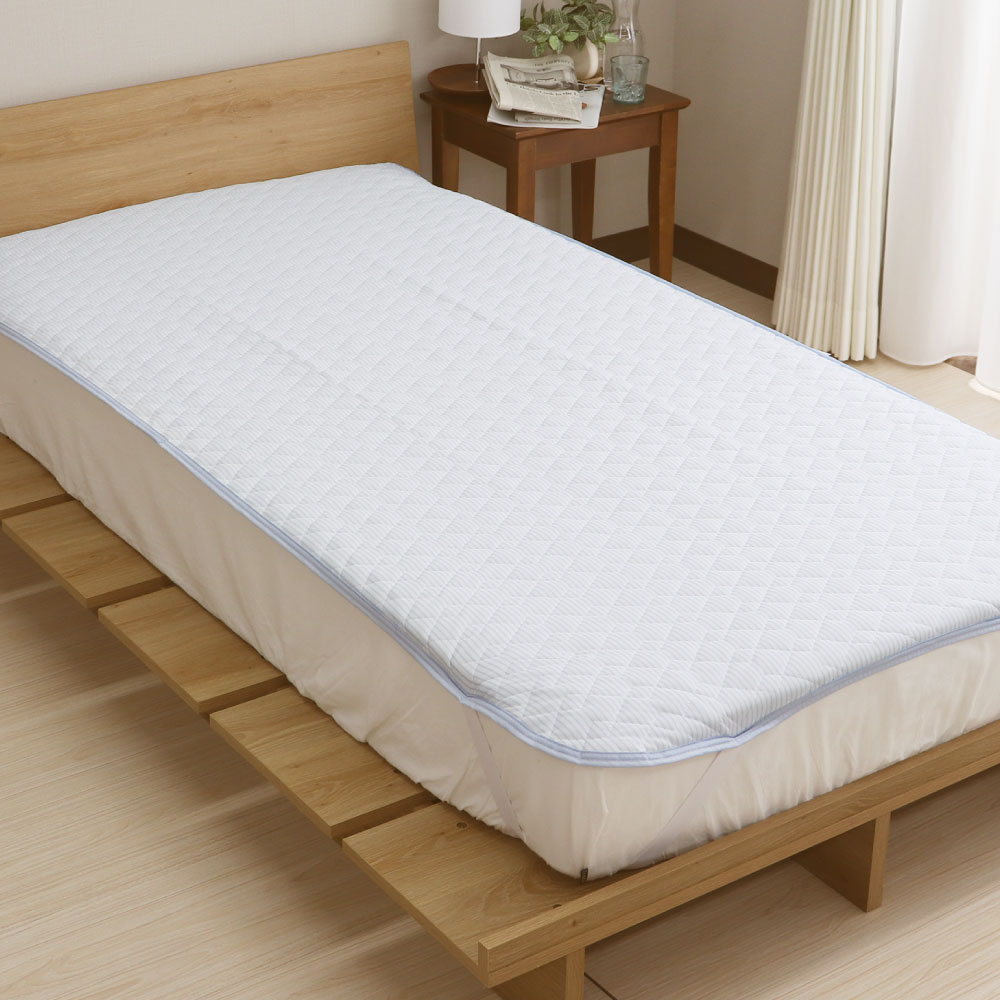 ニットメッシュ敷きパッド シングルサイズ 約100×200cm 薄手 速乾 春