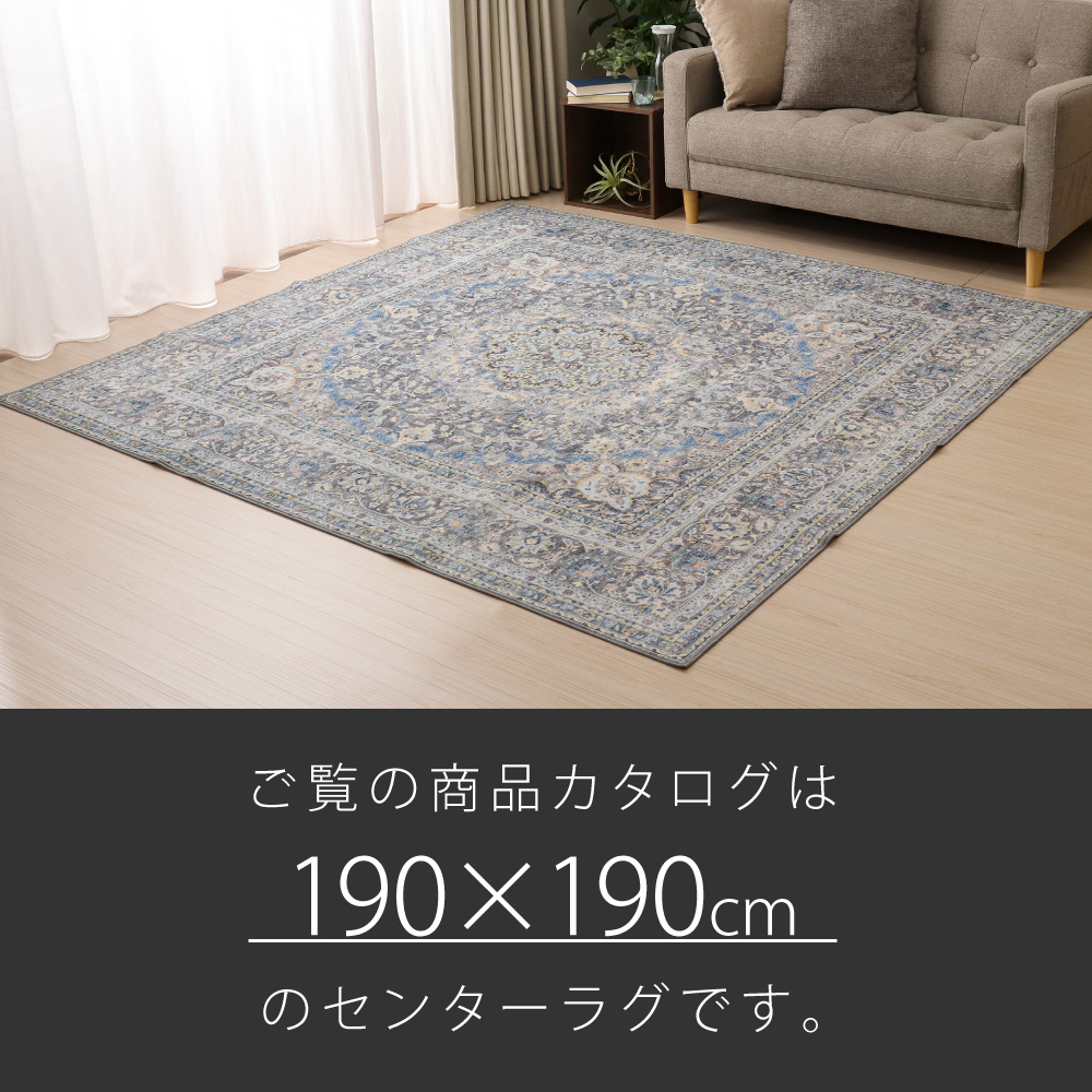 洗えるソフトタッチラグ 190×190cm 2畳用 正方形 2406381-3 メダリオン
