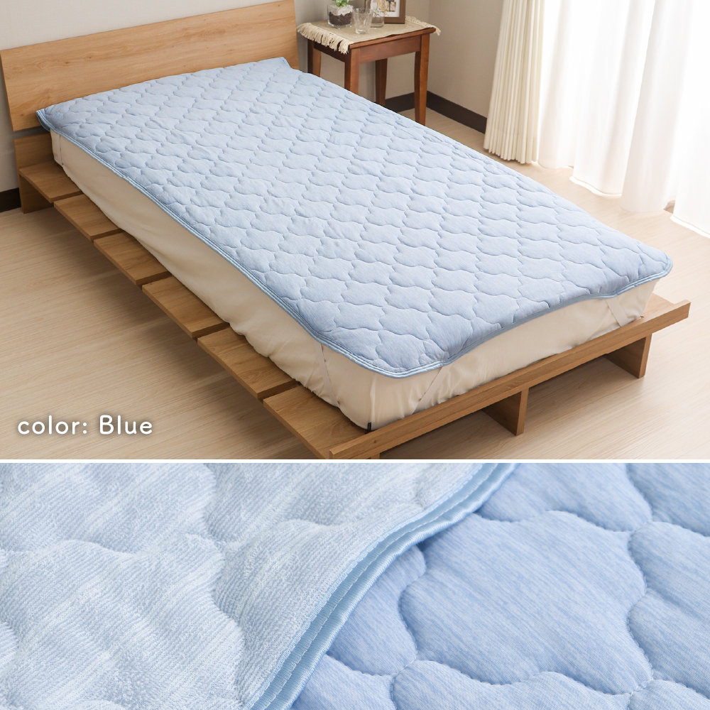 敷きパッド ダブルサイズ 140×205cm 表側接触冷感 Q-max値0.44 裏側