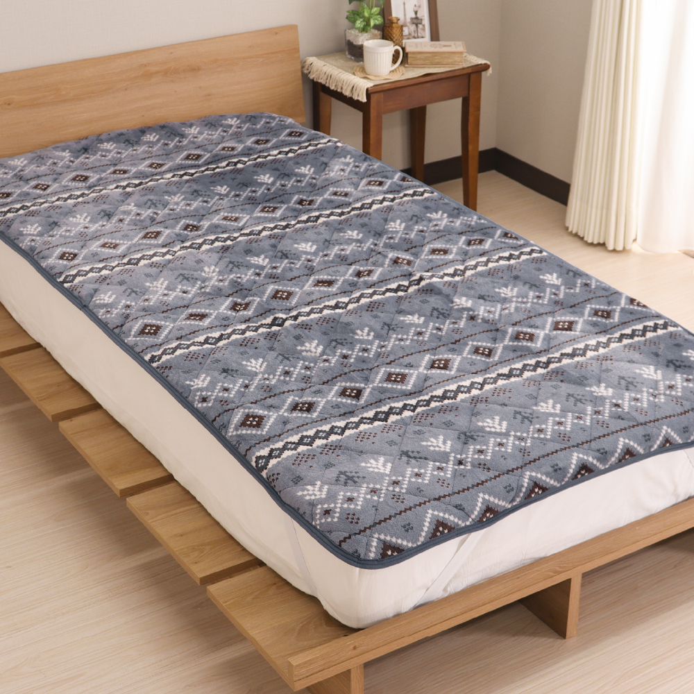 あったか敷きパッド シングルサイズ 約100×200cm フランネル 薄手