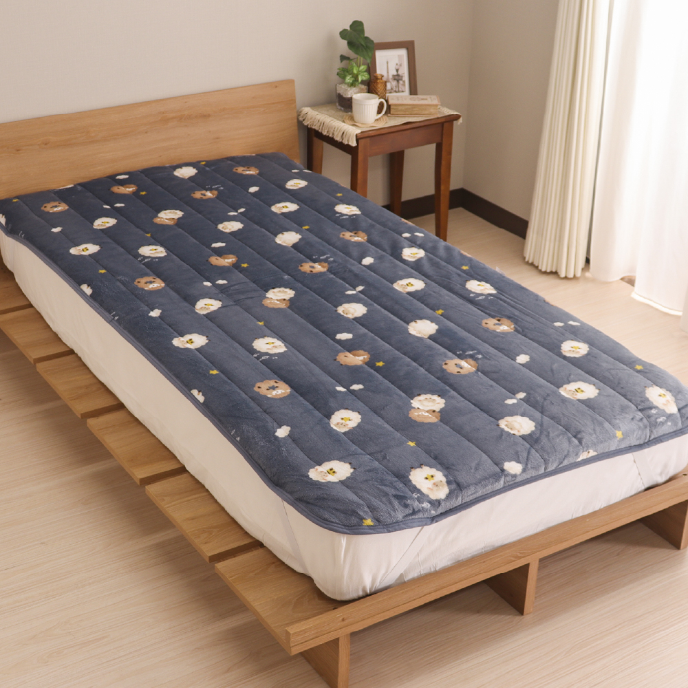 あったか敷きパッド シングルサイズ 約100×200cm フランネル 薄手