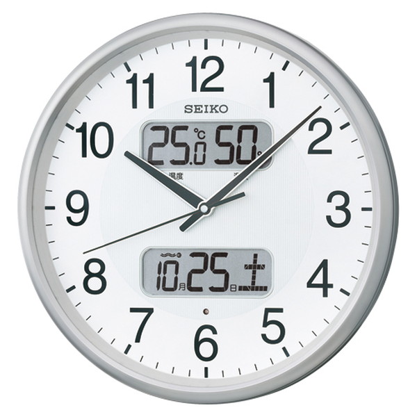 セイコー　掛時計　温湿度計カレンダー付電波アナログ掛時計　KX383S