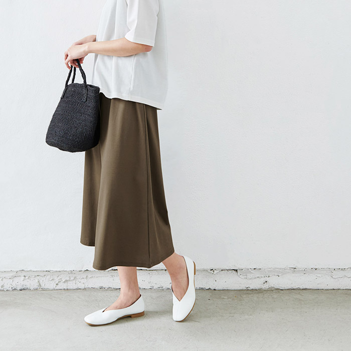 ガウチョパンツ 7分丈 40代 50代 接触冷感 強撚糸コットン100 