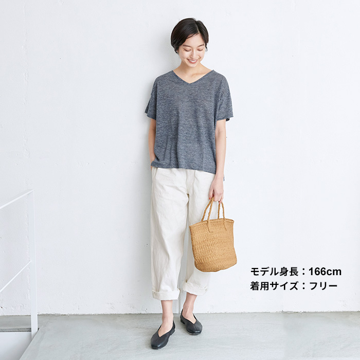 tシャツ レディース 半袖 ゆったり 速乾 プレミアム リネン100% Vネック 日本製 40代 50代｜tokyo-basic2012｜18