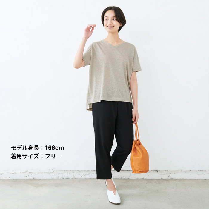 tシャツ レディース 半袖 ゆったり 速乾 プレミアム リネン100% Vネック 日本製 40代 50代｜tokyo-basic2012｜13