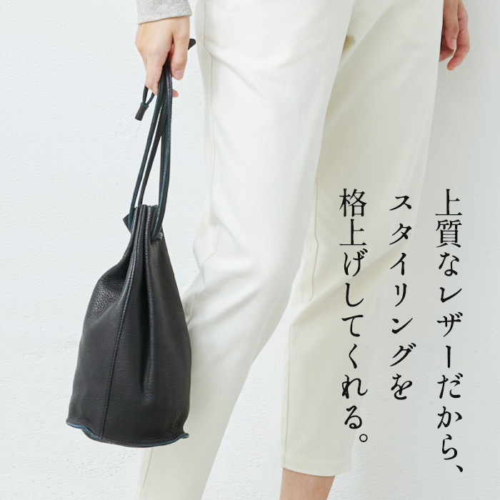 巾着バッグ レザー 革 レディース しなやかで柔らかい 本革 巾着 バッグ esperanto 日本製 ESP-6560｜tokyo-basic2012｜06