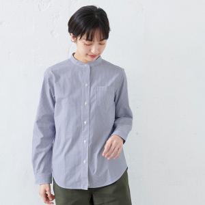シャツ ブラウス レディース 綿 オーガニックコットン100% バンドカラーシャツ 日本製