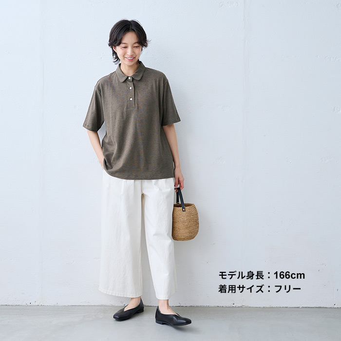 TOKYO BASIC レディース 半袖 ポロシャツ 夏 コットン100% 鹿の子 丸襟