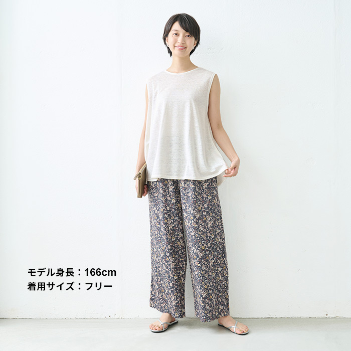 カットソー レディース トップス 夏服 プレミアムリネン100% フレア ノースリーブ 日本製 吸汗速乾 抗菌 TOKYO BASIC カットソー レディース トップス 夏服 プレミアム