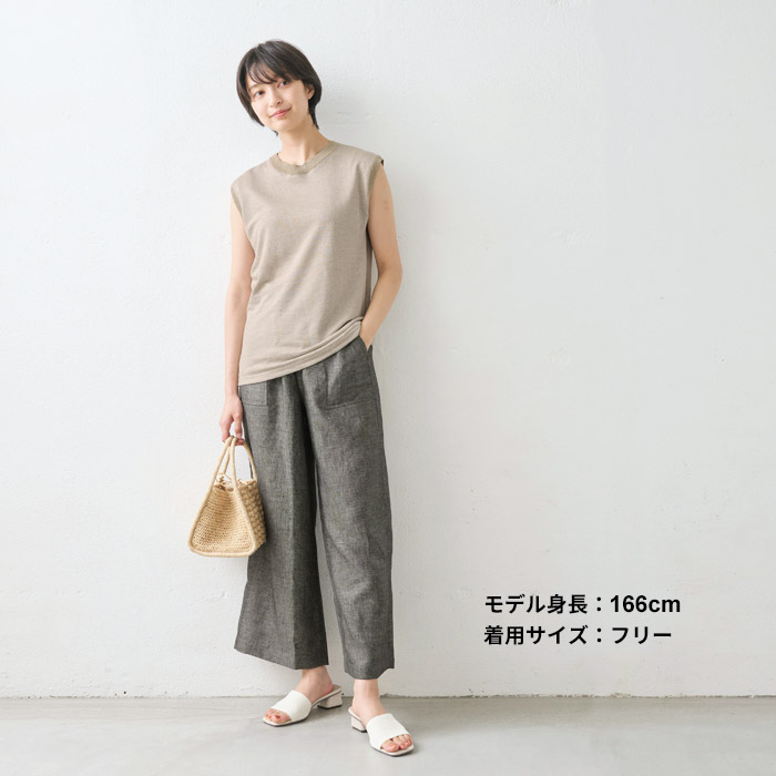 ノースリーブ レディース 夏 トップス カットソー プレミアム ヘビー リネン100% リブ使い Tシャツ 日本製 爆買 | TOKYO BASIC | 13