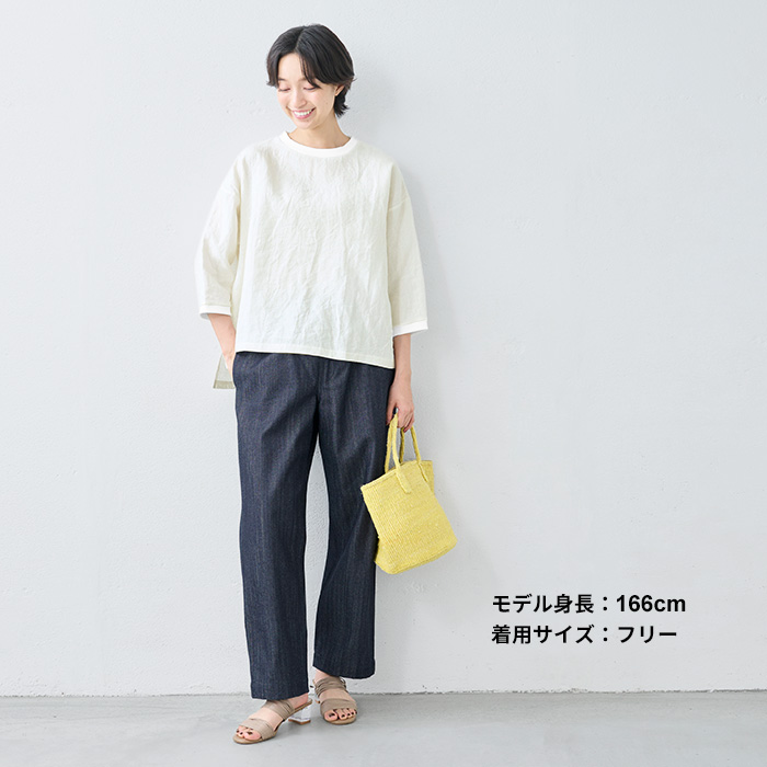 リネンシャツ ブラウス シャツ レディース 春服 40代 50代 日本製 40番手 フレンチリネン100% リブ使い 八分袖 ブラウス | TOKYO BASIC | 18