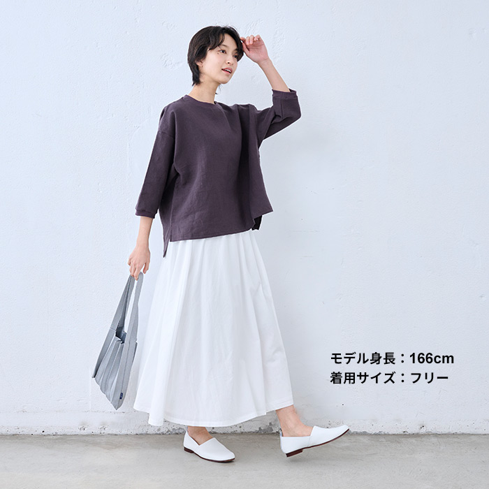 リネンシャツ ブラウス シャツ レディース 春服 40代 50代 日本製 40番手 フレンチリネン100% リブ使い 八分袖 ブラウス | TOKYO BASIC | 17