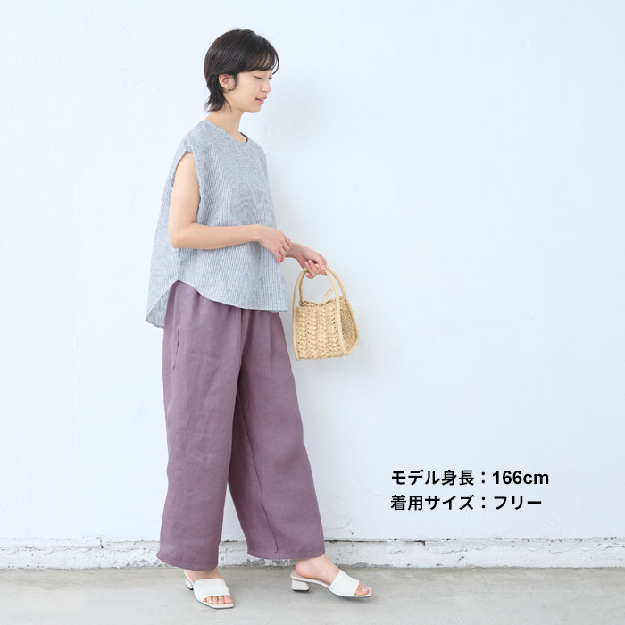 リネン ブラウス レディース 60番手 ストライプ フレンチリネン100% Tブラウス 日本製 シャツブラウス 半袖ブラウス | TOKYO BASIC | 13
