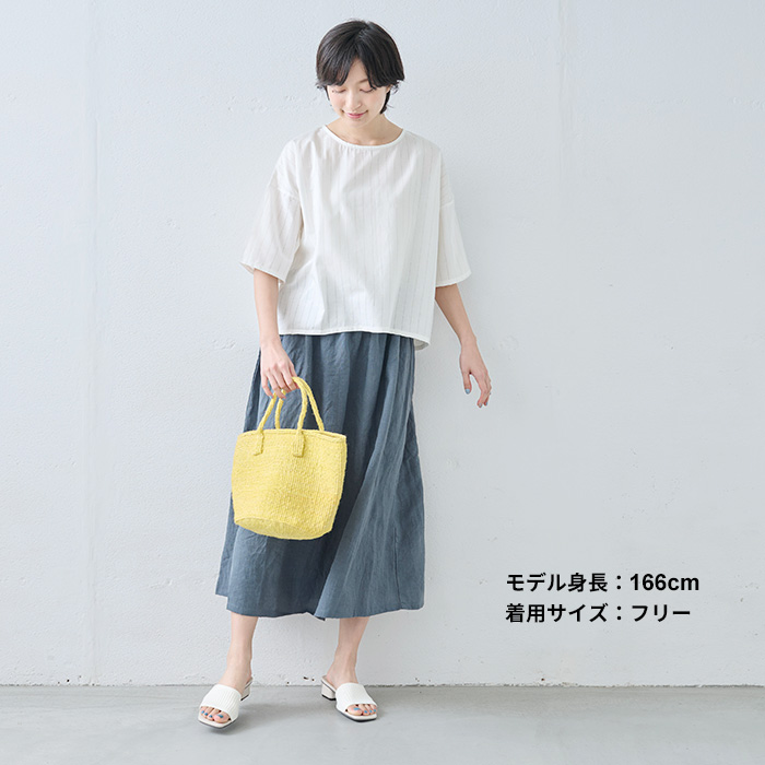 シャツ レディース ブラウス 半袖 五分袖 40代 50代 日本製 コットン ＆ リネン ドビー Tブラウス | TOKYO BASIC | 11