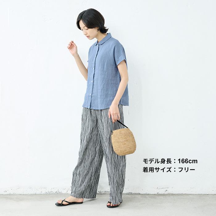 リネンシャツ ブラウス 半袖 シャツブラウス 夏ブラウス 40代 50代 60番手 フレンチリネン100% 丸襟 ドルマンスリーブシャツ 日本製 TOKYO BASIC リネンシャツ ブラウス 半袖 シャツブラウス 夏