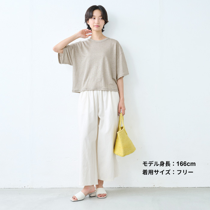 ショート丈 tシャツ レディース トップス カットソー 夏 40代 50代 日本製 プレミアムリネン100% クロップド丈 ゆったり Tシャツ | TOKYO BASIC | 13