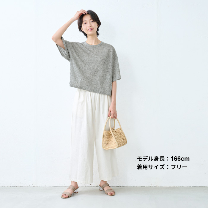 ショート丈 tシャツ レディース トップス カットソー 夏 40代 50代 日本製 プレミアムリネン100% クロップド丈 ゆったり Tシャツ | TOKYO BASIC | 14