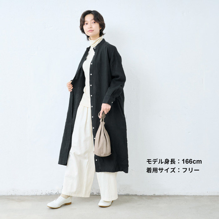 ワンピース レディース 長袖ワンピース 40代 50代 秋 羽織り 日本製 40番手フレンチリネン100% シャツワンピース | TOKYO BASIC | 16