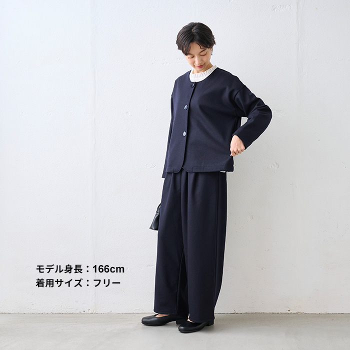 ワイドパンツ あったかパンツ レディース レディースパンツ 40代 50代 圧縮ウール100% 裏地付き 2タックワイドパンツ | TOKYO BASIC | 12