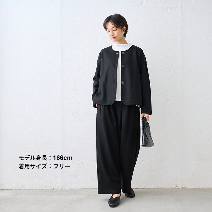 ワイドパンツ あったかパンツ レディース レディースパンツ 40代 50代 圧縮ウール100% 裏地付き 2タックワイドパンツ | TOKYO BASIC | 14