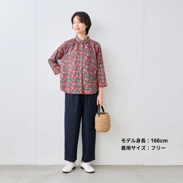 リバティ ブラウス 長袖 花柄 40代 50代 リバティプリント ギャザー使い シャツ 日本製 | LIBERTY. | 14