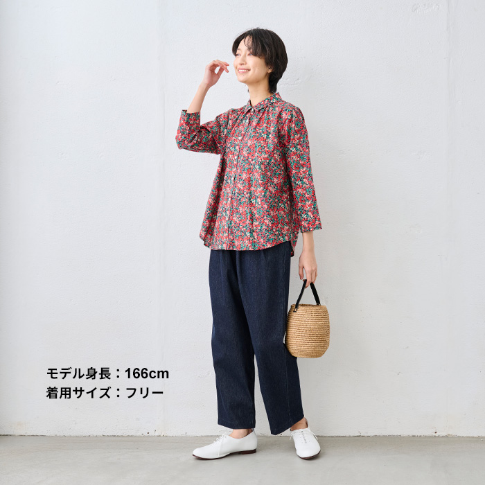 リバティ ブラウス 長袖 花柄 40代 50代 リバティプリント ギャザー使い シャツ 日本製 | LIBERTY. | 15