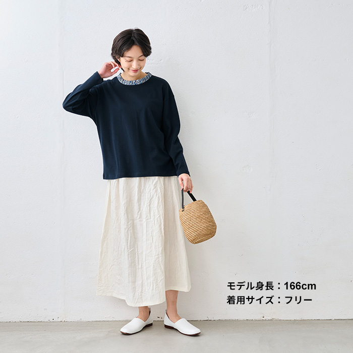 レディース トップス 長袖 リバティ使い フリル襟 カットソー プルオーバー 日本製 長袖tシャツ Liberty 綿100% | TOKYO BASIC | 16