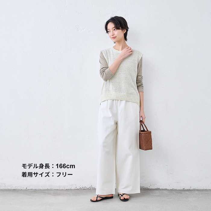 ワイドデニム デニムパンツ レディース コットンリネン デニム ワイドパンツ 40代 50代 日本製 パンツレディース_9