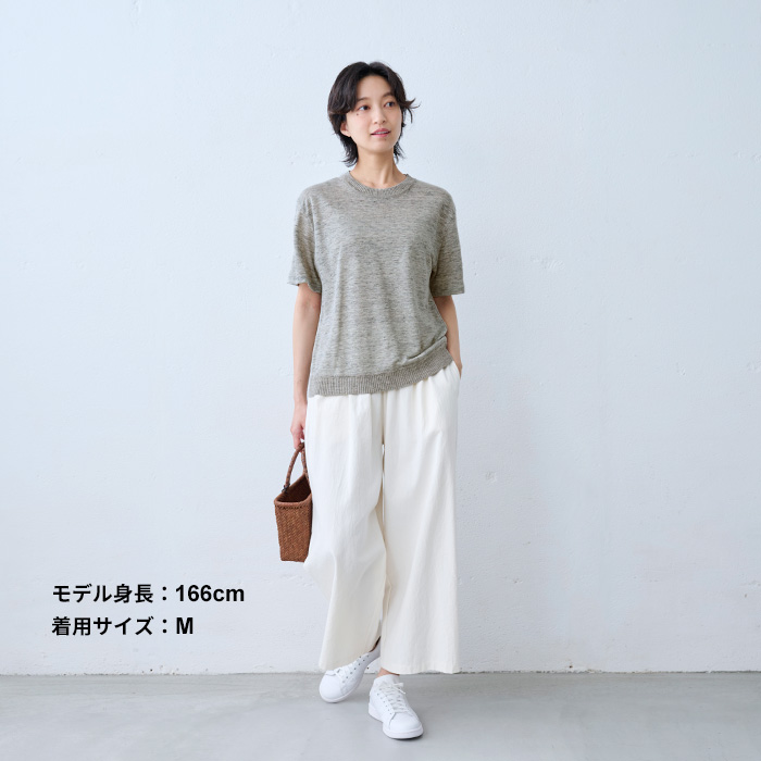 tシャツ レディース トップス カットソー 半袖tシャツ 40代 50代 日本製 速乾 プレミアム リネン100％ 編立リブ使い プルオーバー | TOKYO BASIC | 14