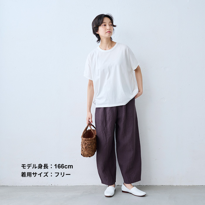 ワイドパンツ レディース パンツ 40番手 フレンチリネン100％ 切り替え カーブパンツ 日本製 40代 50代 パンツレディース イージーパンツ 夏 涼しい | TOKYO BASIC | 11