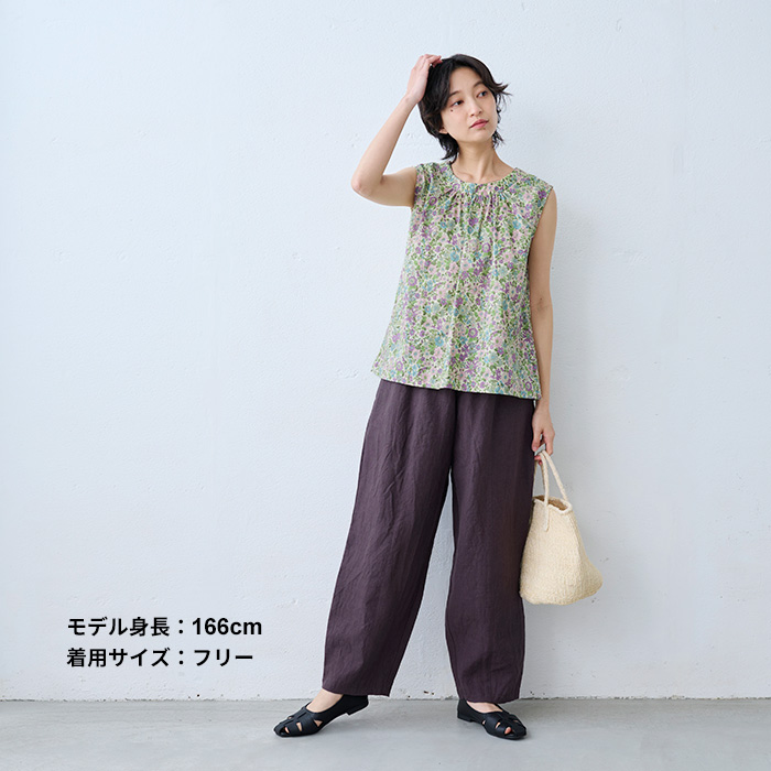 ワイドパンツ レディース パンツ 40番手 フレンチリネン100％ 切り替え カーブパンツ 日本製 40代 50代 パンツレディース イージーパンツ 夏 涼しい | TOKYO BASIC | 13