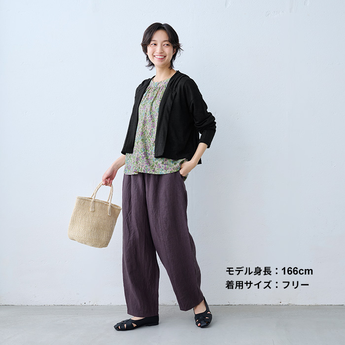 ワイドパンツ レディース パンツ 40番手 フレンチリネン100％ 切り替え カーブパンツ 日本製 40代 50代 パンツレディース イージーパンツ 夏 涼しい | TOKYO BASIC | 14