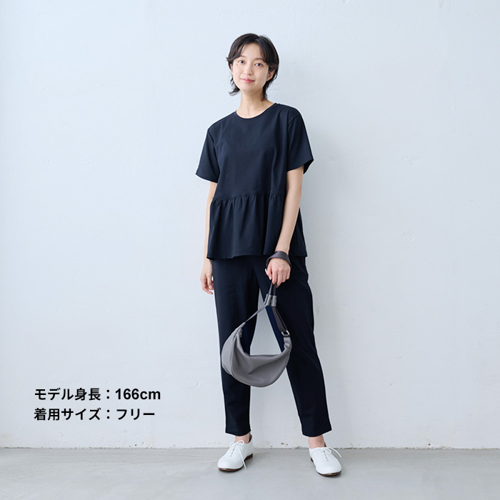 レディース トップス カットソー 半袖tシャツ 40代 50代 日本製 強撚糸 コットン100% ギャザー使い 切り替えプルオーバー 接触冷感 ペプラム | TOKYO BASIC | 11