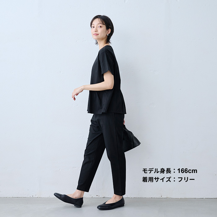レディース トップス カットソー 半袖tシャツ 40代 50代 日本製 強撚糸 コットン100% ギャザー使い 切り替えプルオーバー 接触冷感 ペプラム | TOKYO BASIC | 13