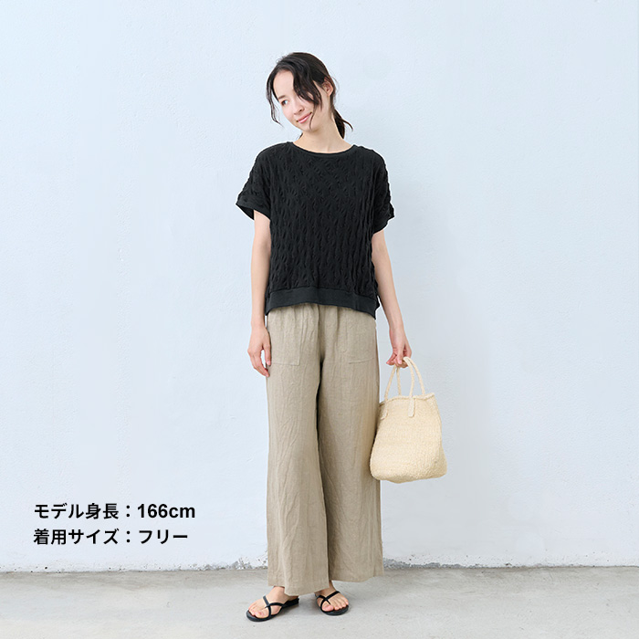 トップス レディース 夏 カットソー 40代 50代 日本製 コットン100% 強撚 ぽこぽこ ジャガード Tシャツ | TOKYO BASIC | 13